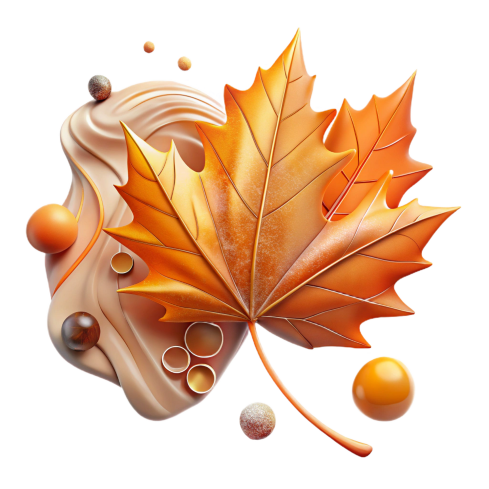 beautiful minimalist Dried Autumn Leaf with Orange Hues Cutout detailed png