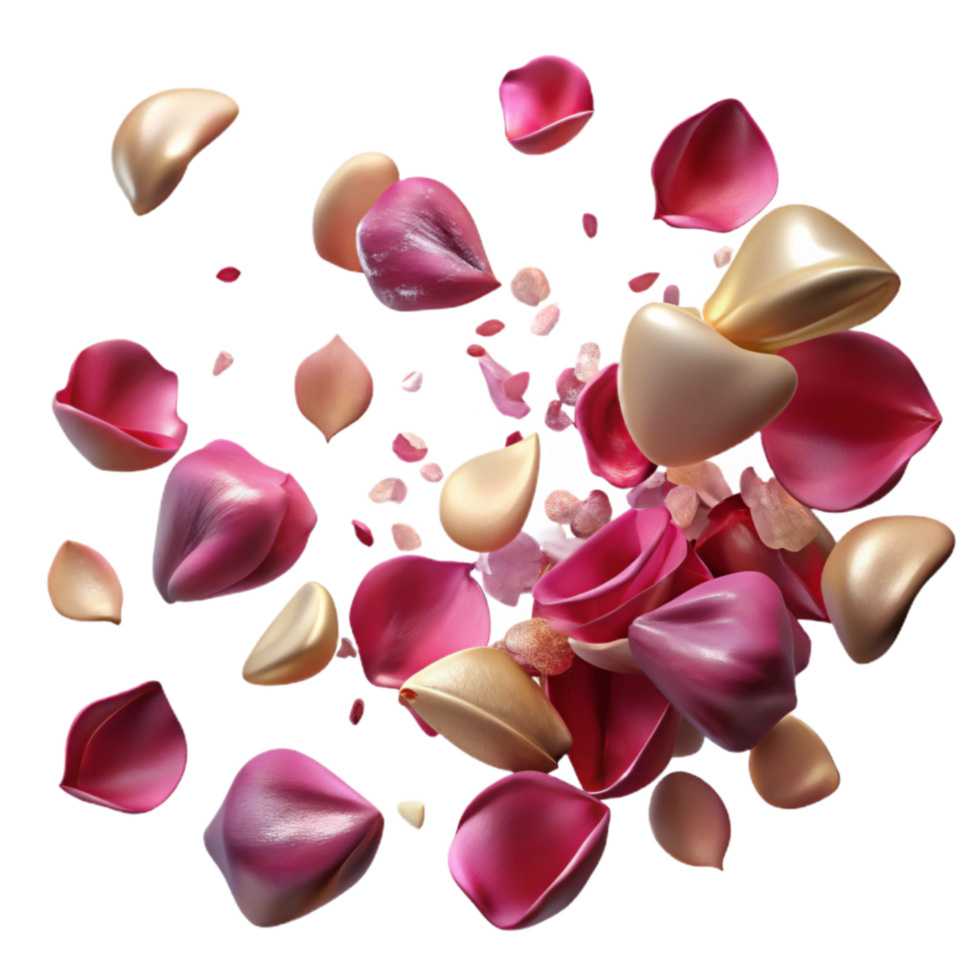 vibrant minimalist Dried Rose Petals Scattered Softly Transparent Background png