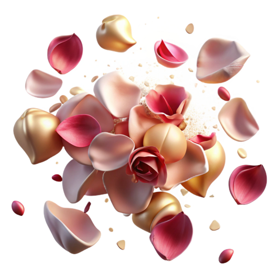 vibrant creative Dried Rose Petals Scattered Softly Transparent Background authentic png