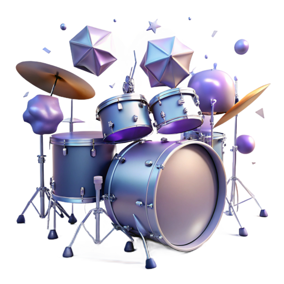 elegant abstract Drum Set Silhouette Backlit Transparent Background high quality png