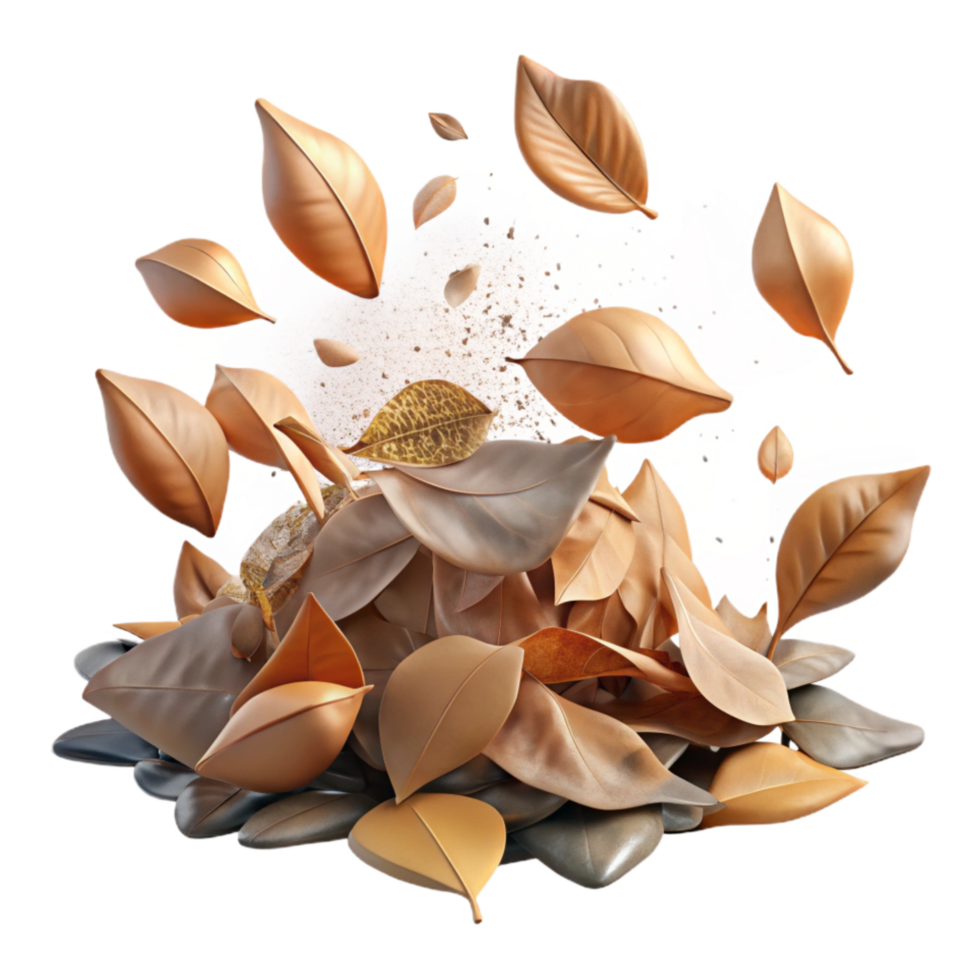impressive artistic Dry Leaves Piled Up by Wind Isolated authentic png