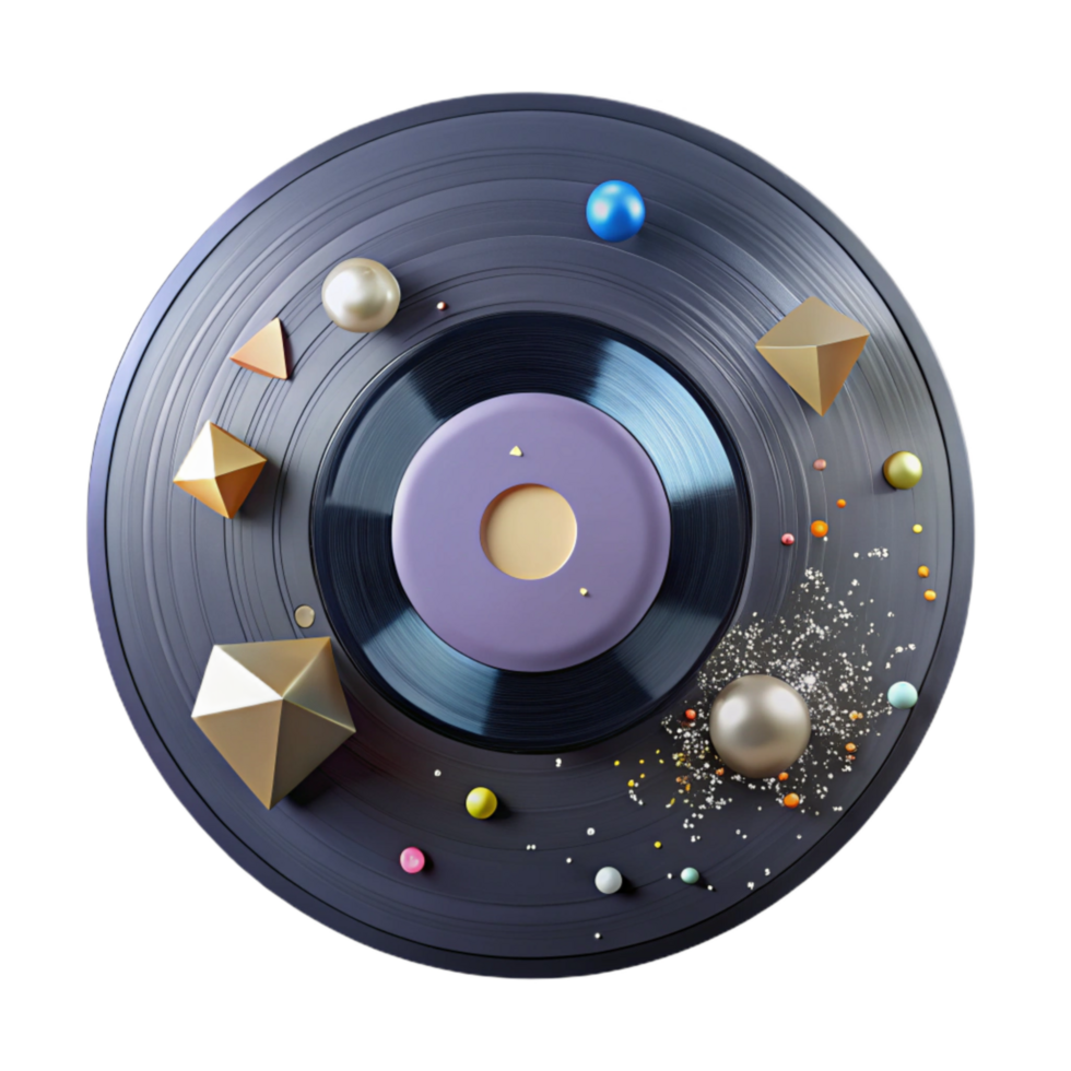 elegant classic Dusty Vinyl Record Transparent Background Top View png
