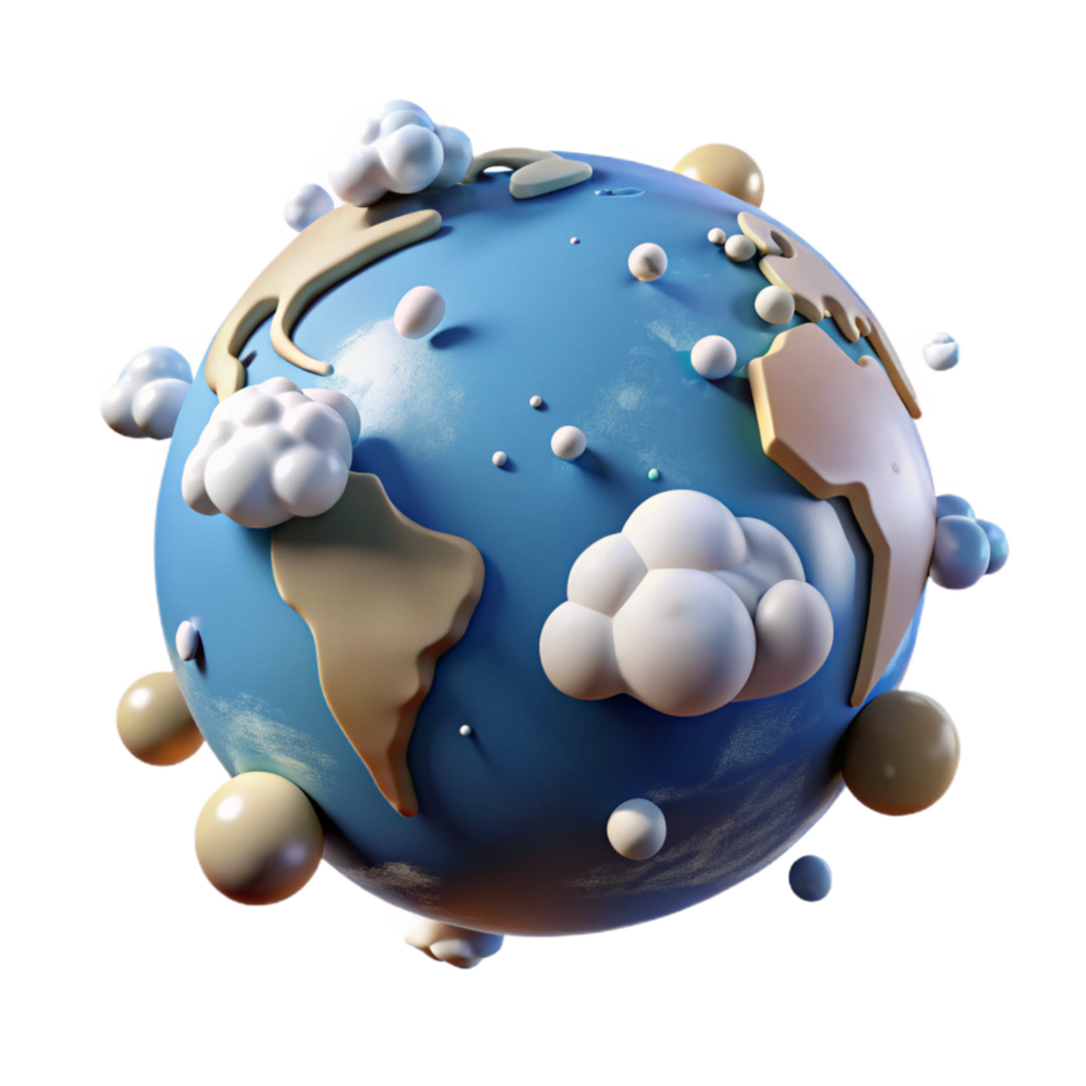serene traditional Earth Globe with Clouds Isolated Element premium png