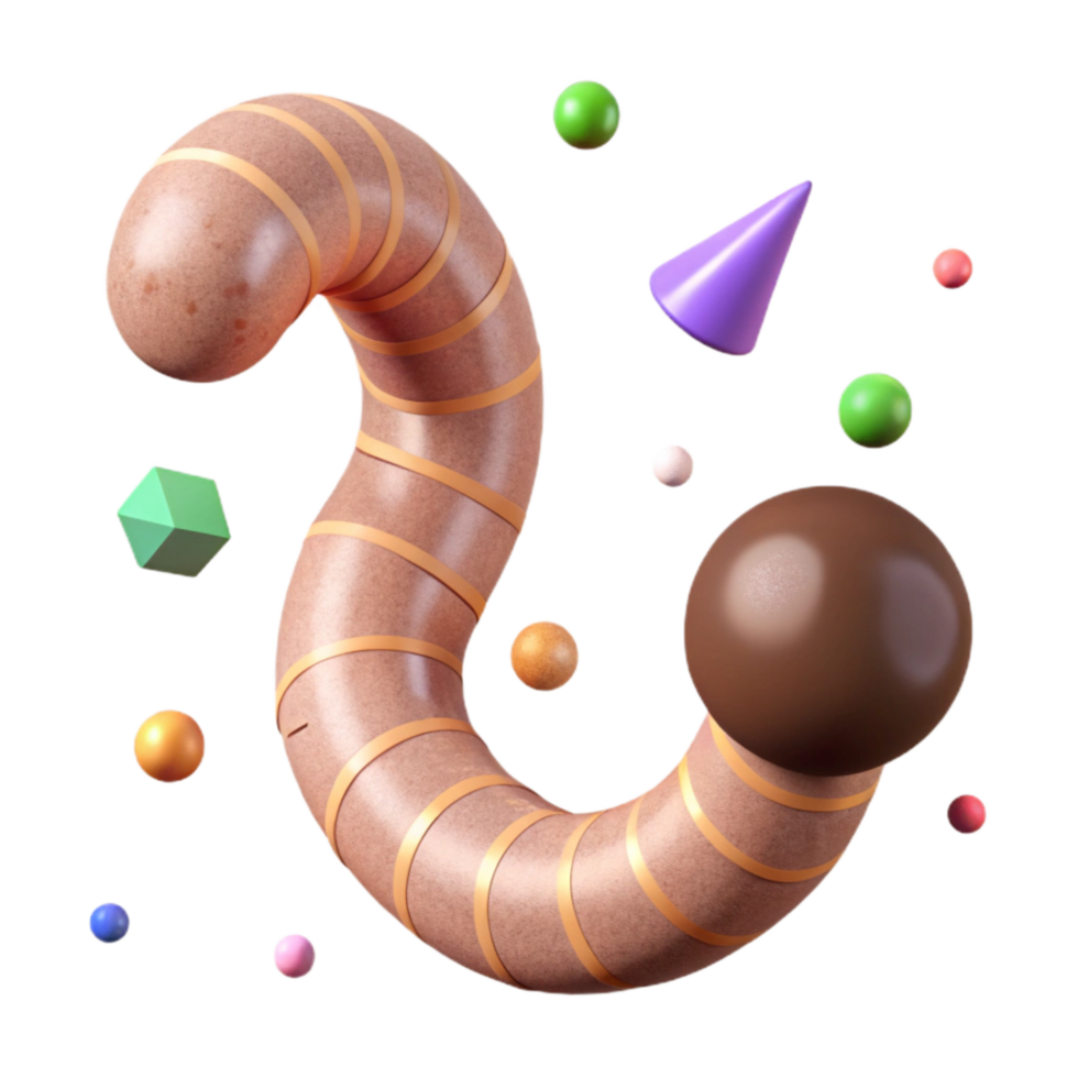 elegant rustic Earthworm Segmented Body Transparent Background high quality png