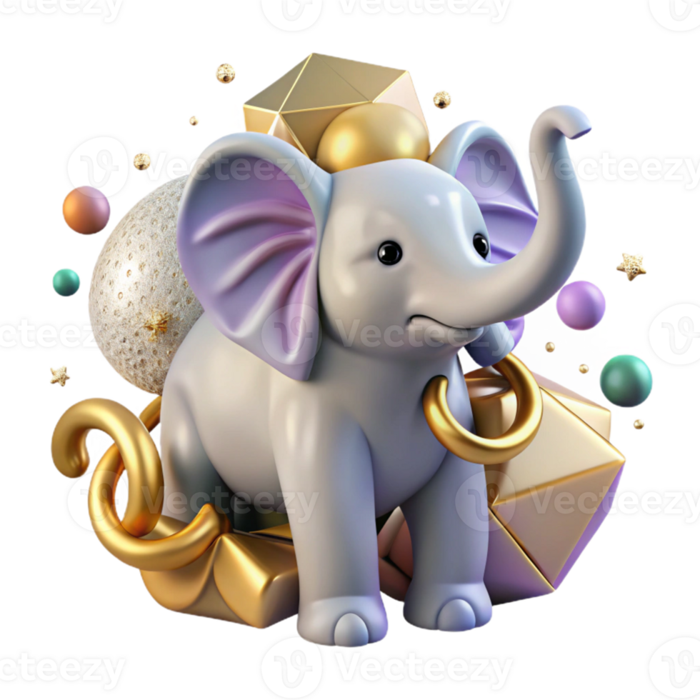 extraordinary creative Elephant Trunk Curled Up Cutout Transparent Background professional png
