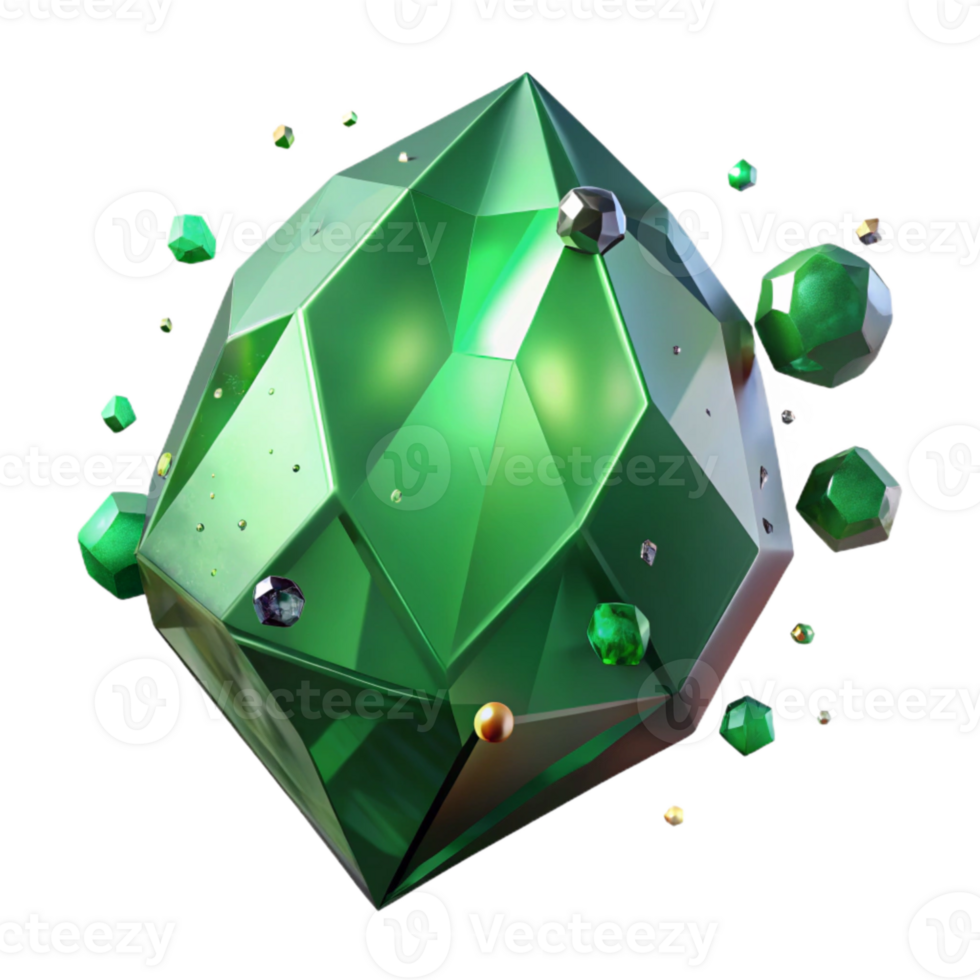 vibrant creative Emerald Green Gemstone Isolated Element high quality png