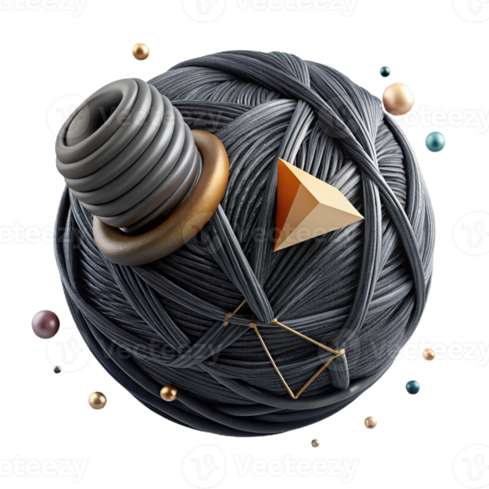 dramatic artistic Embroidery Hoop with White Thread Isolated professional png
