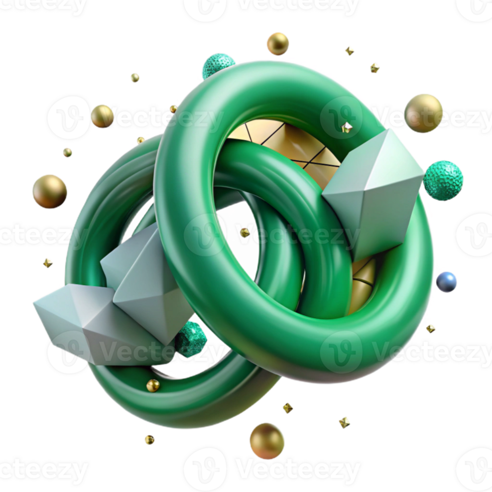 magnificent classic Emerald Green Intertwined Rings Isolated Element high quality png