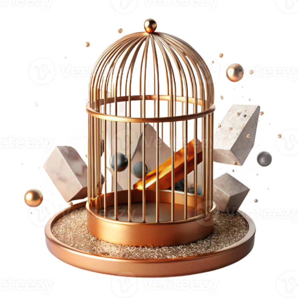 wonderful rustic Empty Birdcage Cutout with Rusty Bars genuine png