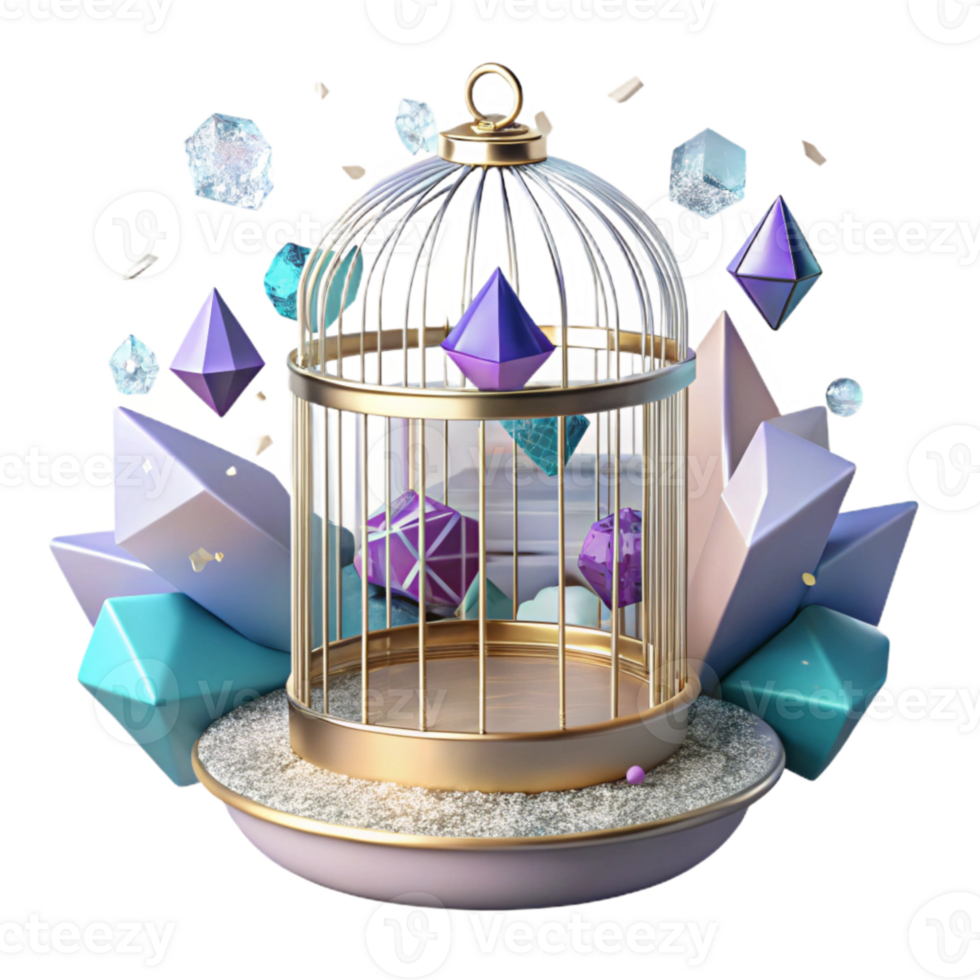 dramatic modern Empty Birdcage Transparent Background with Open Door professional png
