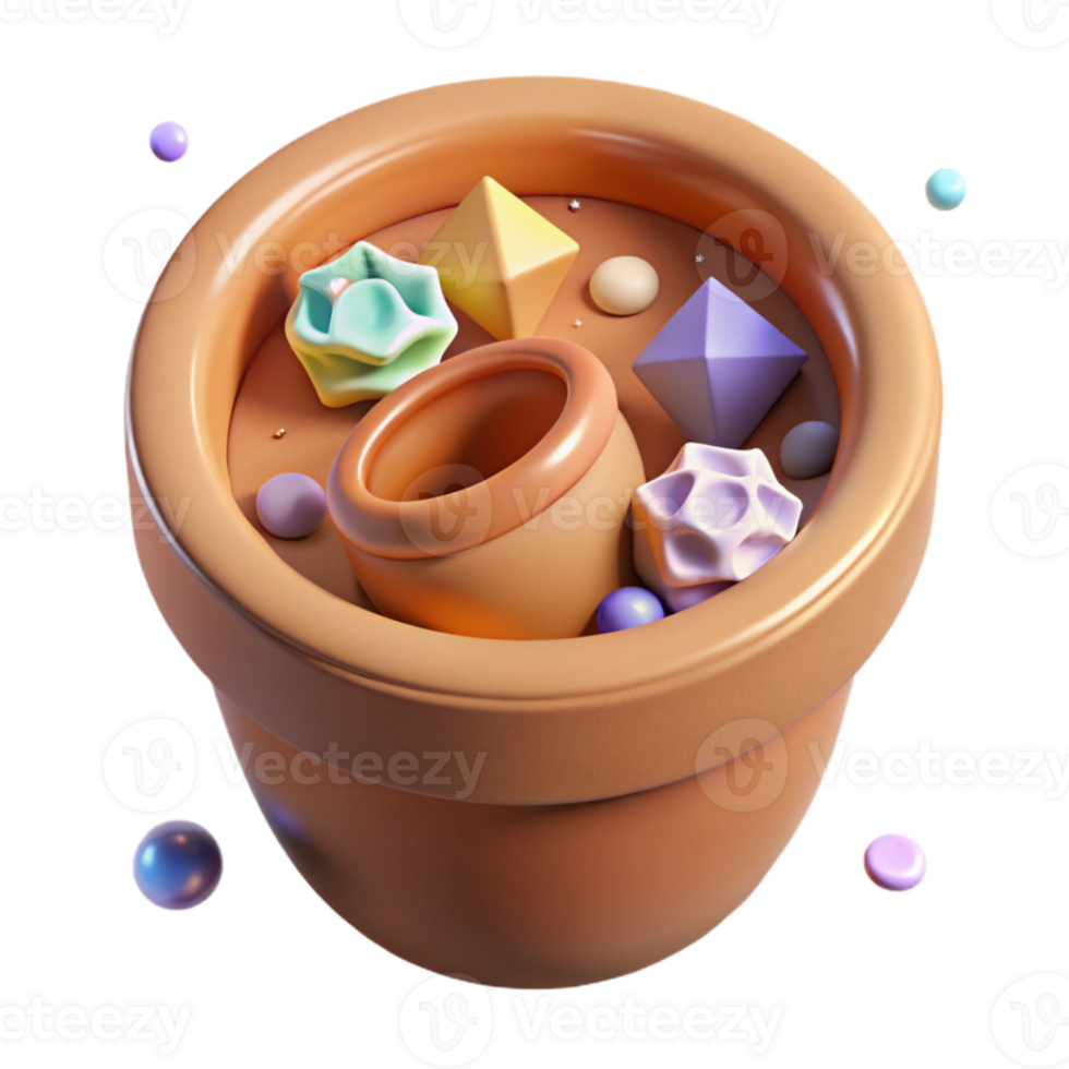 dramatic traditional Empty Clay Flowerpot Top View Isolated high resolution png