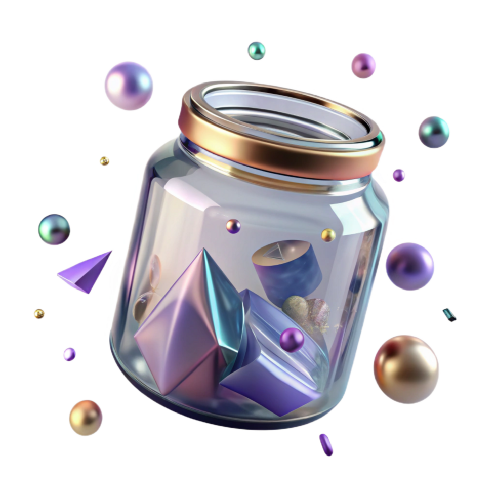 dramatic minimalist Empty Glass Jar with Lid Isolated Cutout authentic png