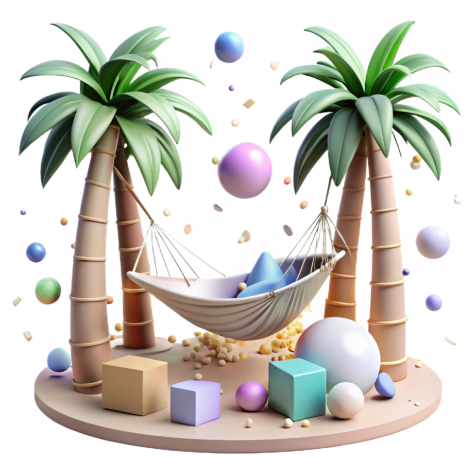 beautiful classic Empty Hammock Between Palm Trees Cutout high quality png