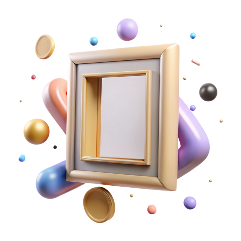 dramatic rustic Empty Picture Frame Isolated with Ornate Design detailed png