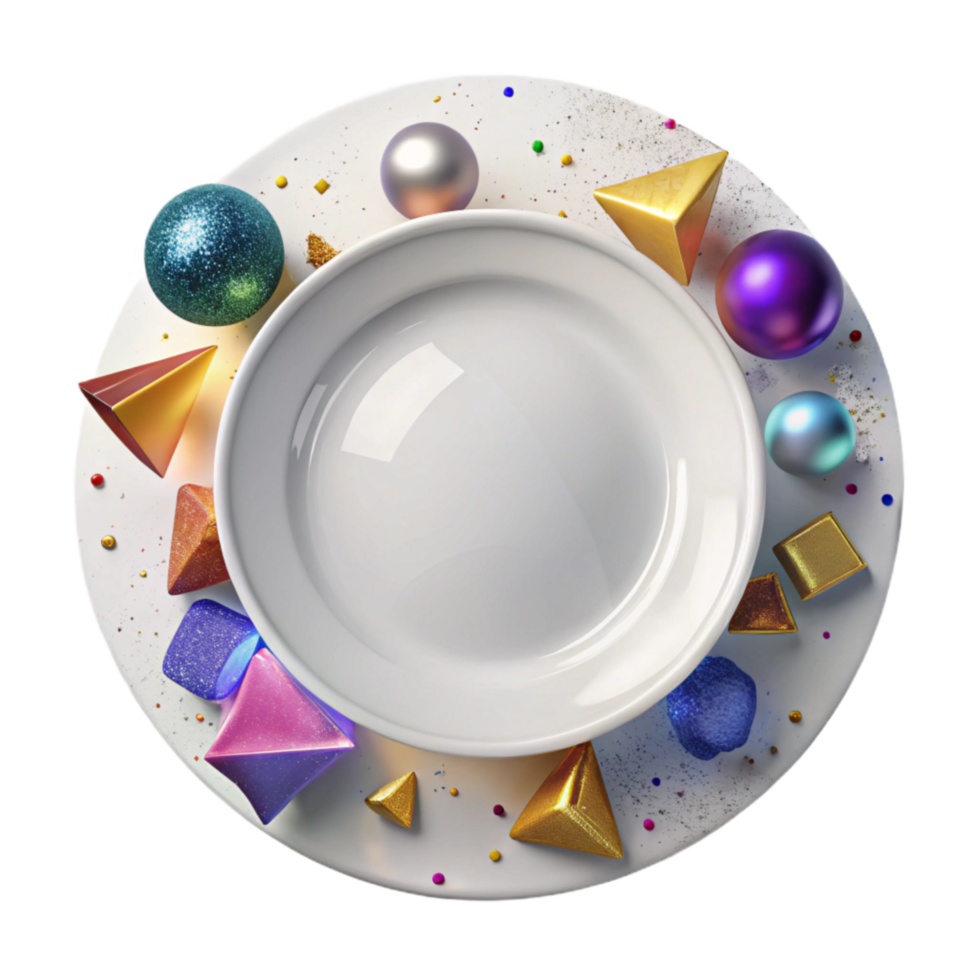 serene creative Empty Plate White Ceramic Isolated exclusive png