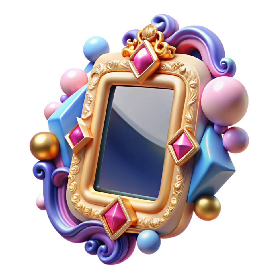 serene modern Empty Picture Frame Isolated with Ornate Design authentic png