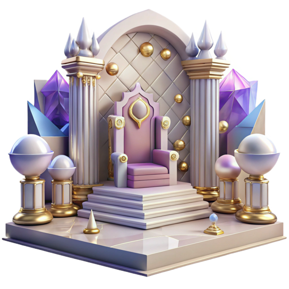 extraordinary classic Empty Throne Room Isolated with Grand Architecture premium png