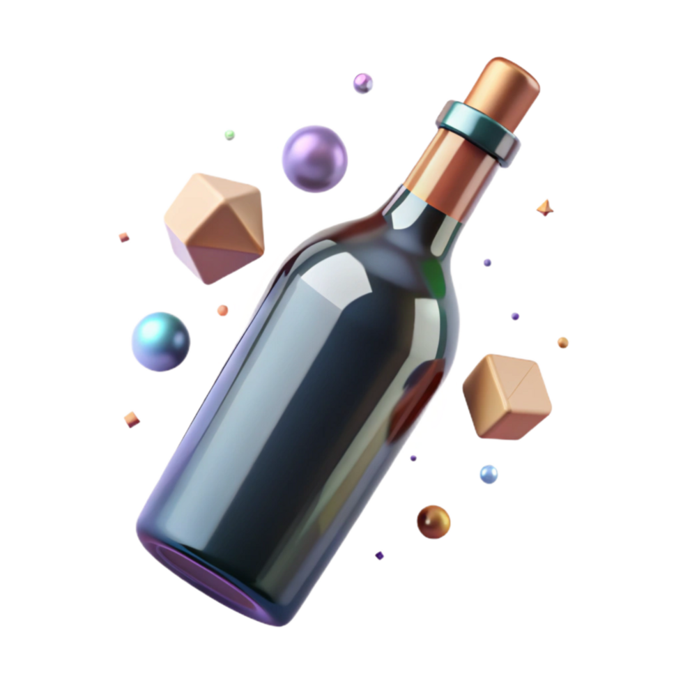 elegant modern Empty Wine Bottle Cutout with Cork Transparent Background genuine png
