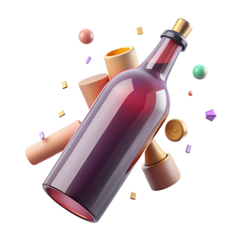 beautiful classic Empty Wine Bottle Cutout with Cork Transparent Background exclusive png