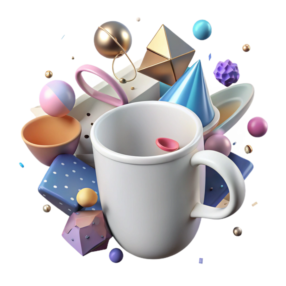 beautiful contemporary Empty White Mug with Handle Isolated Cutout premium png