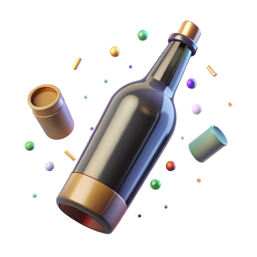 elegant rustic Empty Wine Bottle with Cork Isolated Cutout detailed png