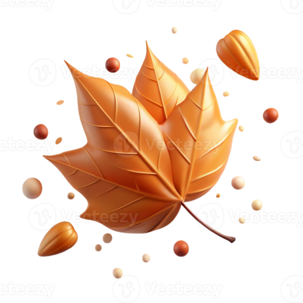 dramatic creative Falling Autumn Leaf with Wind Effect Isolated original png
