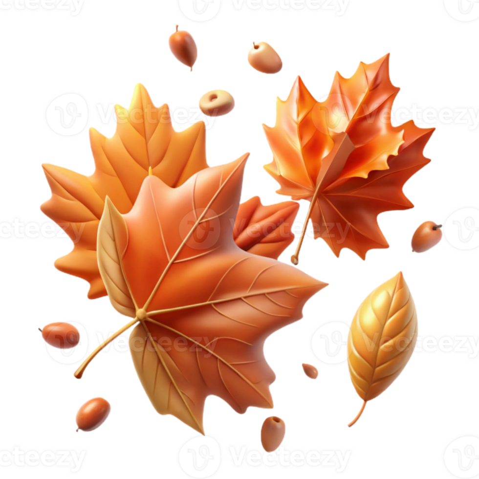impressive abstract Falling Autumn Leaves Transparent Background with Warm Colors high quality png