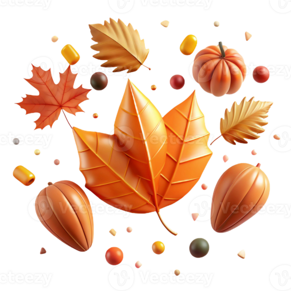 serene rustic Falling Autumn Leaves Transparent Background with Warm Colors png