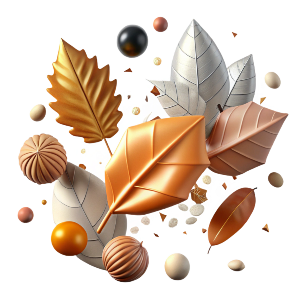 beautiful classic Falling Leaves Autumn Scene Transparent Background high quality png