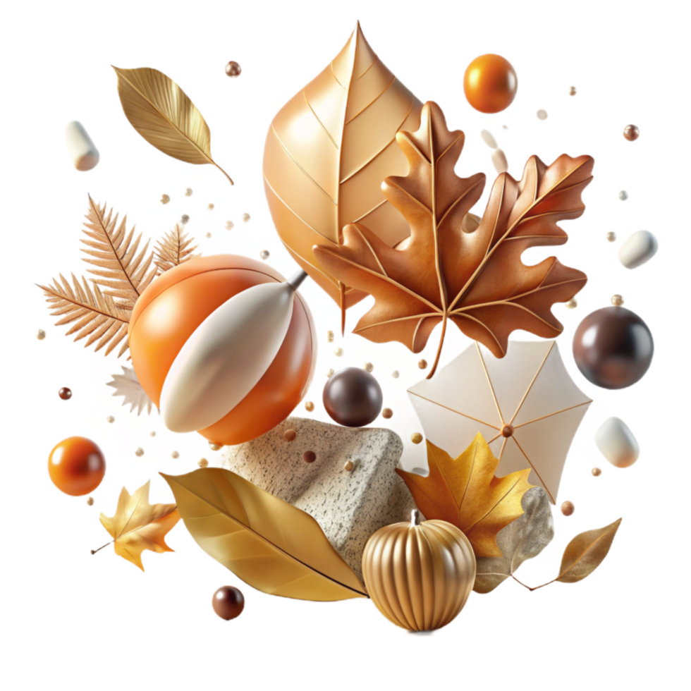 wonderful creative Falling Leaves Autumn Scene Transparent Background premium png
