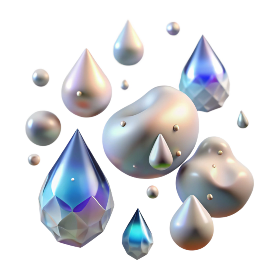 serene creative Falling Rain Drops Backlit Transparent Background high resolution png