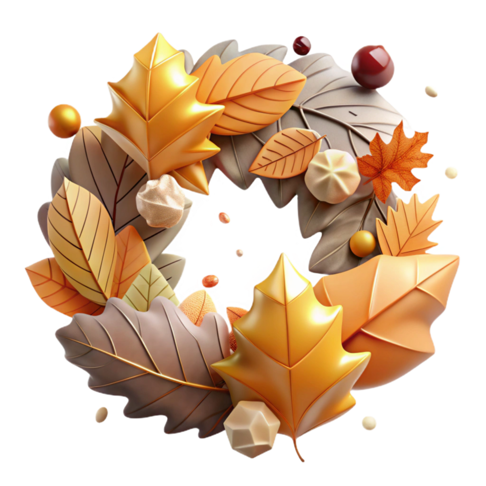 vibrant rustic Falling Leaves Autumn Wreath Transparent Design original png