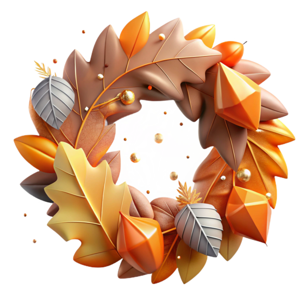 magnificent modern Falling Leaves Autumn Wreath Transparent Design detailed png