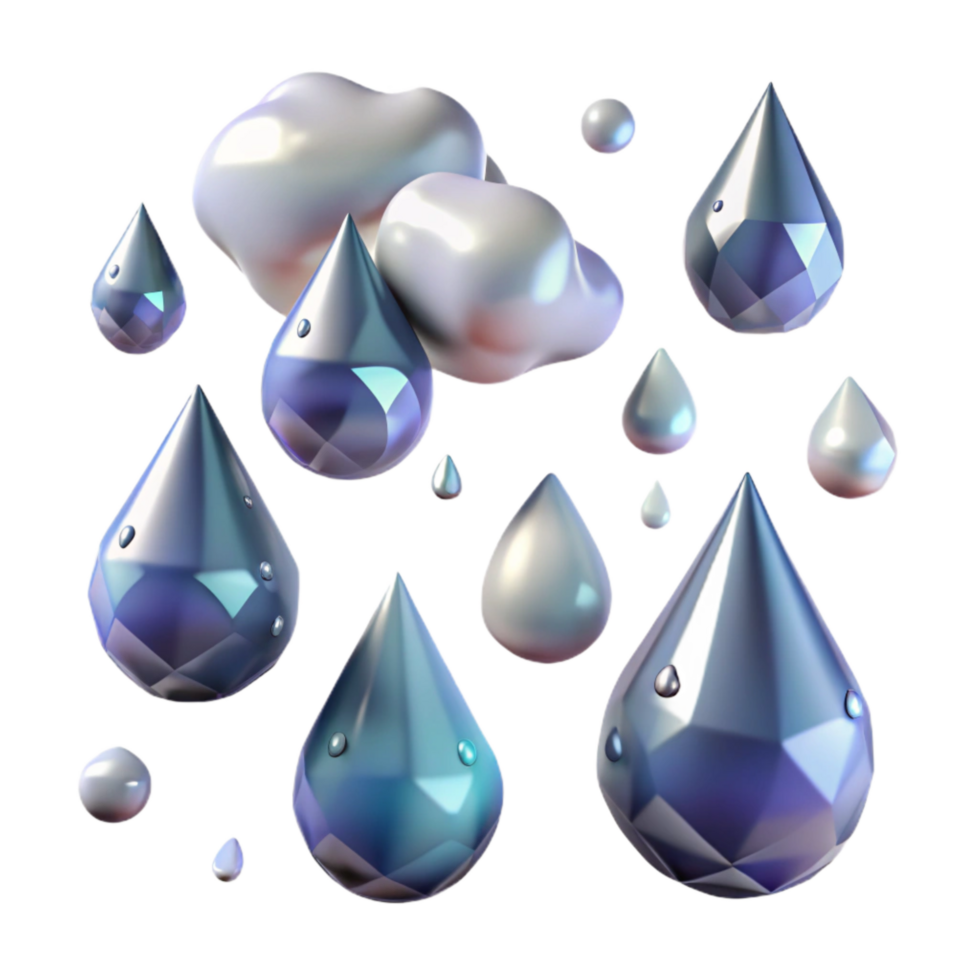 elegant vintage Falling Rain Drops Side View Transparent Background high quality png