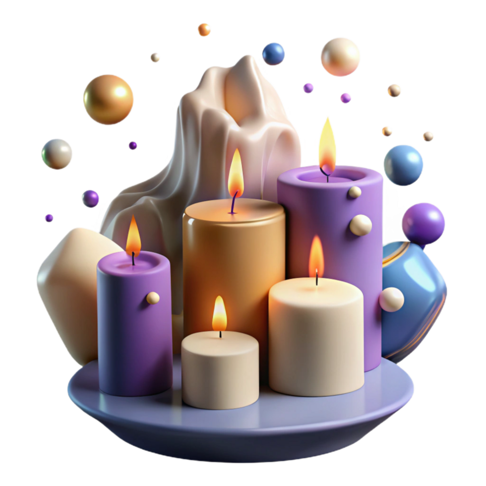 elegant artistic Floating Candles Cutout with Flickering Flames Isolated authentic png