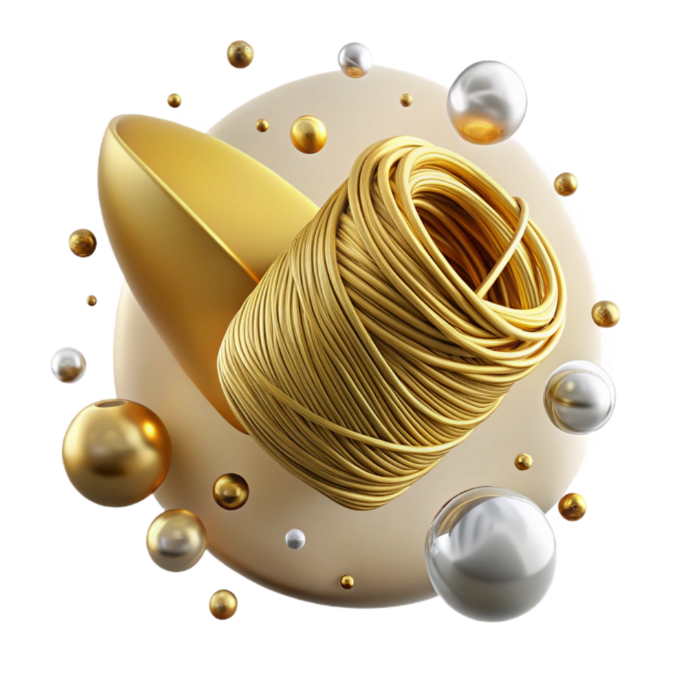 elegant contemporary Floating Gold Thread Isolated Soft Focus authentic png