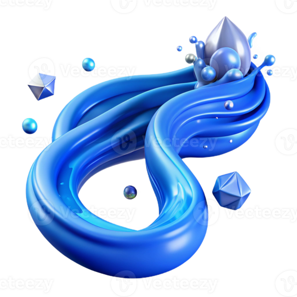 serene traditional Flowing Blue Water Stream Isolated Element high quality png