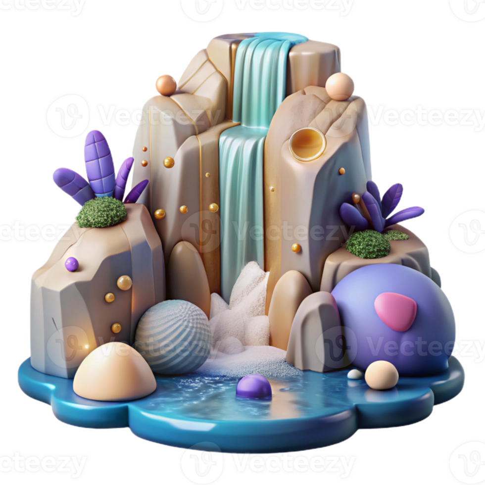 stunning classic Flowing Waterfall Cascading Down Rocks Isolated high resolution png