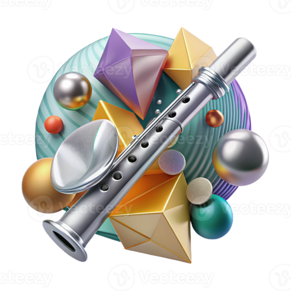 vibrant minimalist Flute Cutout with Silver Finish original png