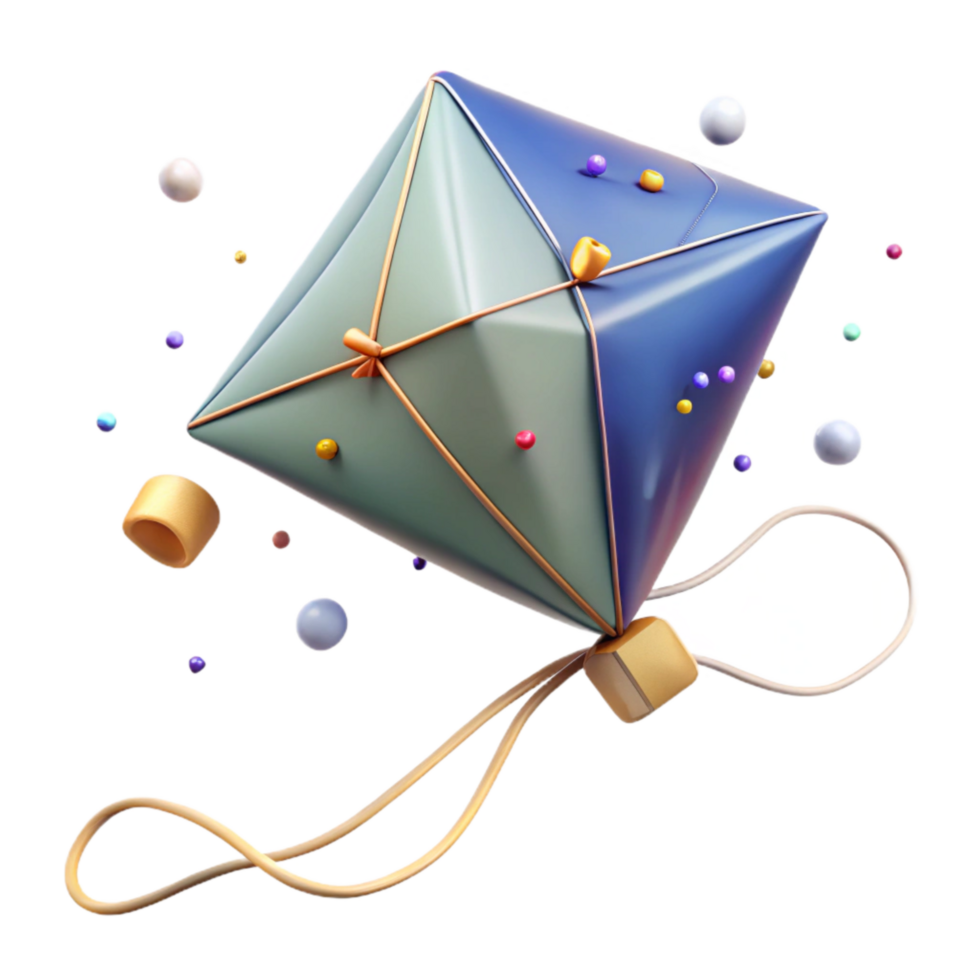 elegant contemporary Flying Kite String Wrapped Isolated Cutout png