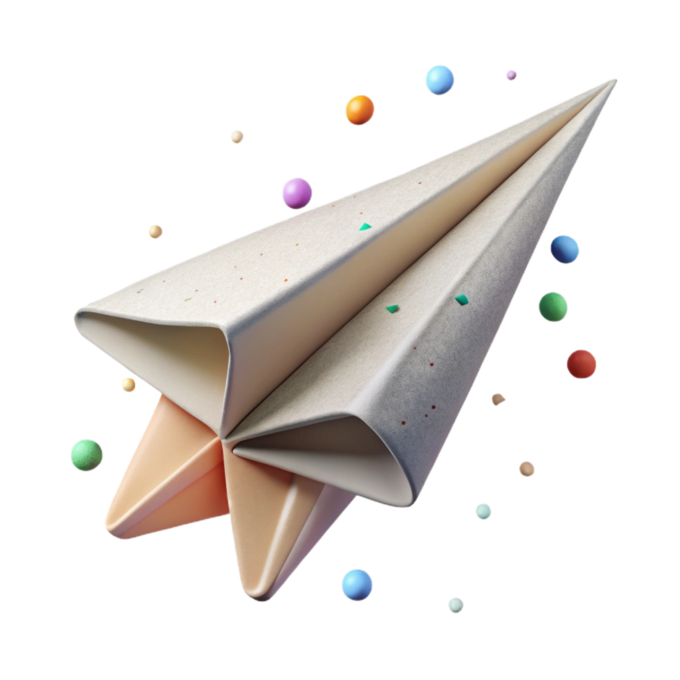 magnificent vintage Flying Paper Airplane Side View Isolated professional png