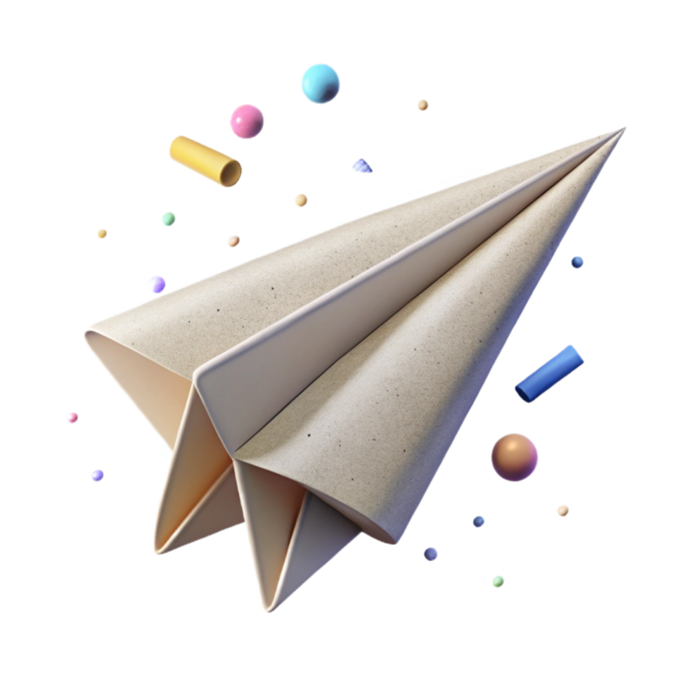 stunning traditional Flying Paper Airplane Side View Isolated high resolution png