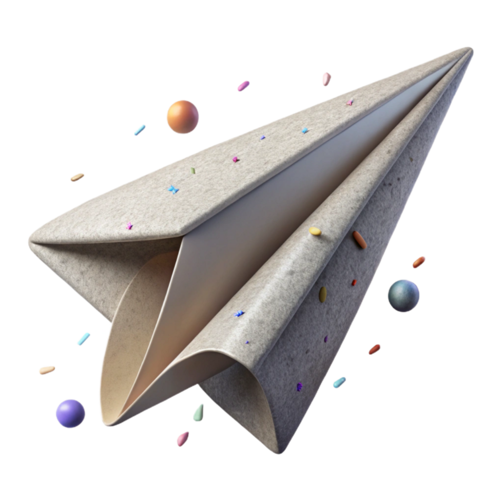 beautiful abstract Flying Paper Airplane Side View Isolated high quality png