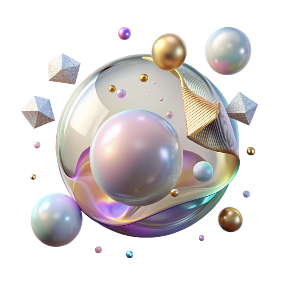 vibrant artistic Flying Soap Bubble Transparent Background png