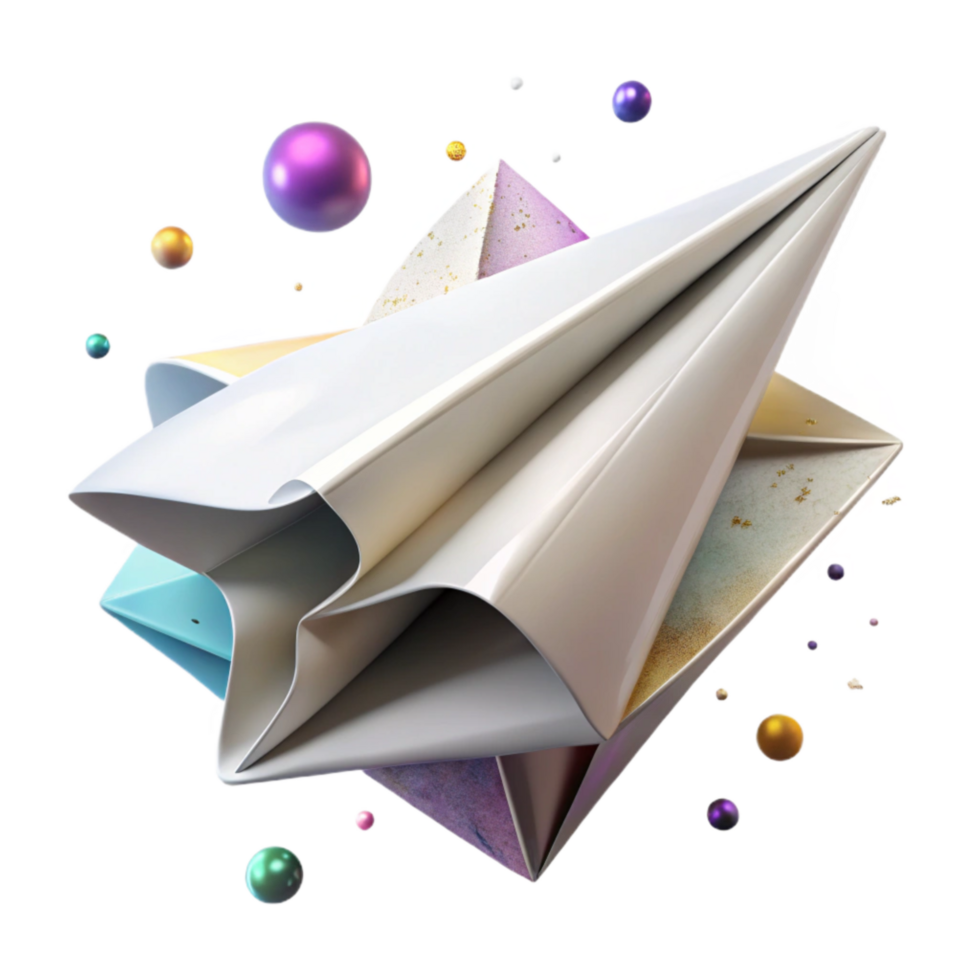 vibrant rustic Folded White Paper Airplane with Transparent Background premium png
