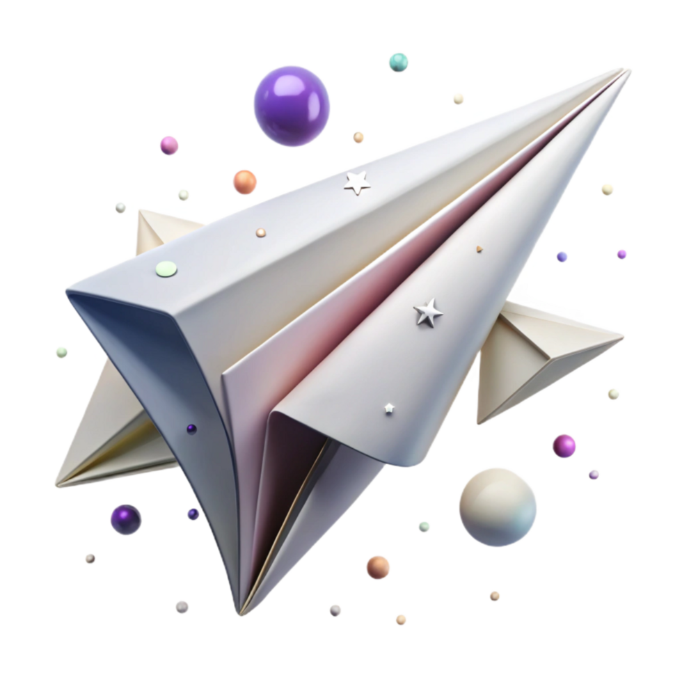 magnificent modern Folded White Paper Airplane with Transparent Background png
