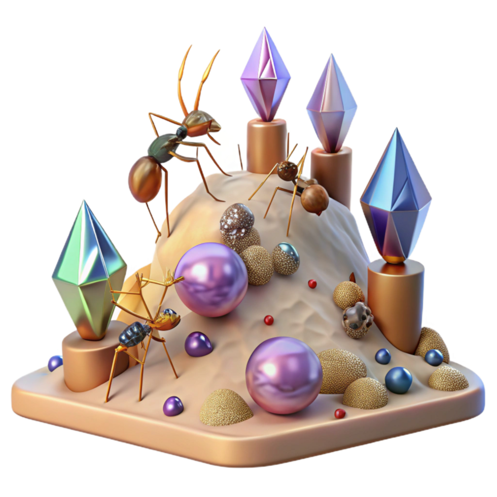wonderful artistic Forest Ant Hill Cutout with Ants Crawling premium png