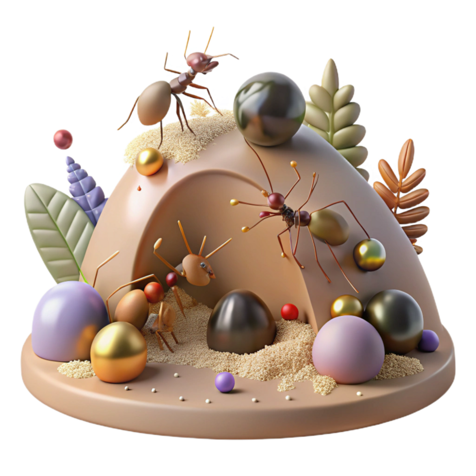 magnificent creative Forest Ant Hill Cutout with Ants Crawling high quality png