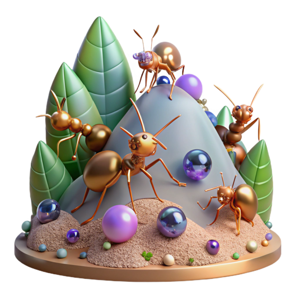 serene minimalist Forest Ant Hill Cutout with Ants Crawling detailed png