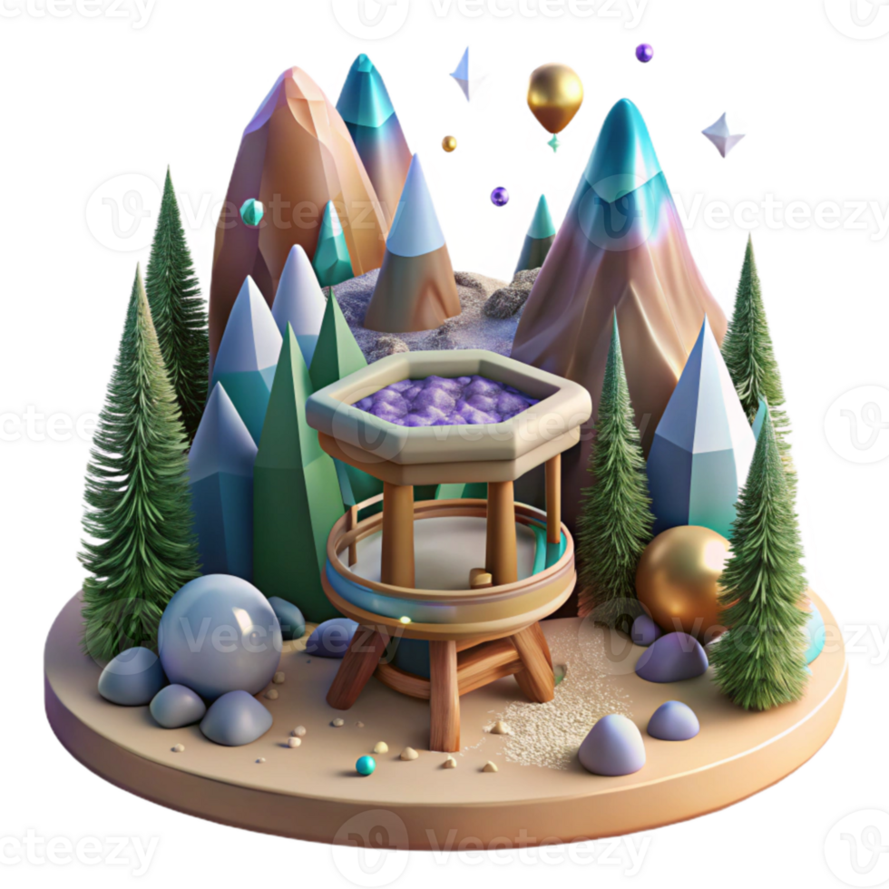 serene classic Forest Lookout Point with Scenic Vista Cutout professional png